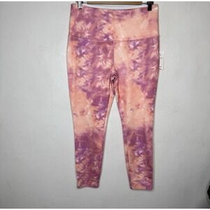 New Vogo Athletic Tie Dye Cropped Leggings Women's Large Pink Orange Workout
